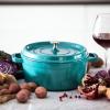 imageSTAUB Cast Iron Dutch Oven 4qt Round Cocotte Made in France Serves 34 CherryTurquoise