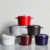 imageSTAUB Cast Iron Dutch Oven 4qt Round Cocotte Made in France Serves 34 CherryWhite