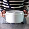 imageSTAUB Cast Iron Dutch Oven 4qt Round Cocotte Made in France Serves 34 CherryWhite
