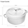 imageSTAUB Cast Iron Dutch Oven 4qt Round Cocotte Made in France Serves 34 CherryWhite