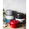 imageSTAUB Cast Iron Dutch Oven 4qt Round Cocotte Made in France Serves 34 CherryWhite Truffle
