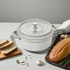 imageSTAUB Cast Iron Dutch Oven 4qt Round Cocotte Made in France Serves 34 CherryWhite Truffle