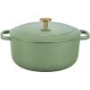imageBallarini Bellamonte Cast Iron Dutch Oven with Lid 425qt Serves 44 Crema WhiteSaggio Green