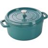 imageSTAUB Cast Iron Dutch Oven 4qt Round Cocotte Made in France Serves 34 CherryTurquoise