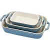imageStaub Ceramic Baking Dish Set 3pc Dark BlueRustic Turquoise