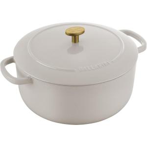 imageBallarini Bellamonte Cast Iron Dutch Oven with Lid 425qt Serves 44 Crema WhiteCrema White