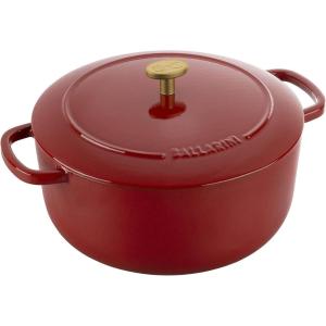 imageBallarini Bellamonte Cast Iron Dutch Oven with Lid 425qt Serves 44 Crema WhitePomodoro Red