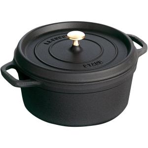 imageSTAUB Cast Iron Dutch Oven 4qt Round Cocotte Made in France Serves 34 CherryBlack Matte