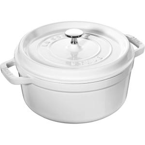 imageSTAUB Cast Iron Dutch Oven 4qt Round Cocotte Made in France Serves 34 CherryWhite