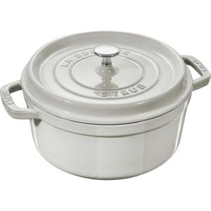 imageSTAUB Cast Iron Dutch Oven 4qt Round Cocotte Made in France Serves 34 CherryWhite Truffle