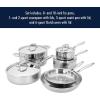 imageHENCKELS Clad Impulse 10pc 3Ply Stainless Steel Pots and Pans Set Cookware Set Fry Pan Saucepan with Lid Saute Pan with Lid Dutch Oven with Lid StayCool Handles Induction Stove CompatibleStainless Steel