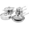 imageHENCKELS Clad Impulse 10pc 3Ply Stainless Steel Pots and Pans Set Cookware Set Fry Pan Saucepan with Lid Saute Pan with Lid Dutch Oven with Lid StayCool Handles Induction Stove CompatibleStainless Steel