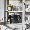 imageSTAUB Cast Iron Set 4pc Stackable SpaceSaving Cookware Set Dutch Oven Skillet Grill Pan with Universal Lid Made in France Matte BlackBlack