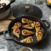 imageSTAUB Cast Iron Set 4pc Stackable SpaceSaving Cookware Set Dutch Oven Skillet Grill Pan with Universal Lid Made in France Matte BlackBlack