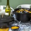 imageSTAUB Cast Iron Set 4pc Stackable SpaceSaving Cookware Set Dutch Oven Skillet Grill Pan with Universal Lid Made in France Matte BlackBlack