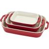 imageSTAUB Cast Iron Set 4pc Stackable SpaceSaving Cookware Set Dutch Oven Skillet Grill Pan with Universal Lid Made in France Matte BlackCherry