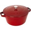 imageSTAUB Cast Iron Set 4pc Stackable SpaceSaving Cookware Set Dutch Oven Skillet Grill Pan with Universal Lid Made in France Matte BlackCherry