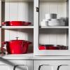 imageSTAUB Cast Iron Set 4pc Stackable SpaceSaving Cookware Set Dutch Oven Skillet Grill Pan with Universal Lid Made in France Matte BlackCherry