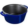 imageSTAUB Cast Iron Set 4pc Stackable SpaceSaving Cookware Set Dutch Oven Skillet Grill Pan with Universal Lid Made in France Matte BlackDark Blue