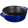 imageSTAUB Cast Iron Set 4pc Stackable SpaceSaving Cookware Set Dutch Oven Skillet Grill Pan with Universal Lid Made in France Matte BlackDark Blue