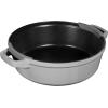 imageSTAUB Cast Iron Set 4pc Stackable SpaceSaving Cookware Set Dutch Oven Skillet Grill Pan with Universal Lid Made in France Matte BlackGraphite Gray