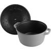imageSTAUB Cast Iron Set 4pc Stackable SpaceSaving Cookware Set Dutch Oven Skillet Grill Pan with Universal Lid Made in France Matte BlackGraphite Gray