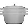 imageSTAUB Cast Iron Set 4pc Stackable SpaceSaving Cookware Set Dutch Oven Skillet Grill Pan with Universal Lid Made in France Matte BlackGraphite Gray