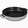imageSTAUB Cast Iron Set 4pc Stackable SpaceSaving Cookware Set Dutch Oven Skillet Grill Pan with Universal Lid Made in France Matte BlackGraphite Gray