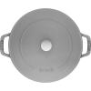 imageSTAUB Cast Iron Set 4pc Stackable SpaceSaving Cookware Set Dutch Oven Skillet Grill Pan with Universal Lid Made in France Matte BlackGraphite Gray