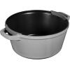 imageSTAUB Cast Iron Set 4pc Stackable SpaceSaving Cookware Set Dutch Oven Skillet Grill Pan with Universal Lid Made in France Matte BlackGraphite Gray