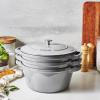 imageSTAUB Cast Iron Set 4pc Stackable SpaceSaving Cookware Set Dutch Oven Skillet Grill Pan with Universal Lid Made in France Matte BlackGraphite Gray