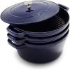 imageSTAUB Cast Iron Set 4pc Stackable SpaceSaving Cookware Set Dutch Oven Skillet Grill Pan with Universal Lid Made in France Matte BlackGrenadine