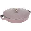 imageSTAUB Cast Iron Set 4pc Stackable SpaceSaving Cookware Set Dutch Oven Skillet Grill Pan with Universal Lid Made in France Matte BlackLilac