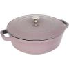 imageSTAUB Cast Iron Set 4pc Stackable SpaceSaving Cookware Set Dutch Oven Skillet Grill Pan with Universal Lid Made in France Matte BlackLilac