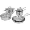 imageHENCKELS Clad Impulse 10pc 3Ply Stainless Steel Pots and Pans Set Cookware Set Fry Pan Saucepan with Lid Saute Pan with Lid Dutch Oven with Lid StayCool Handles Induction Stove CompatibleStainless Steel
