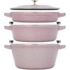 imageSTAUB Cast Iron Set 4pc Stackable SpaceSaving Cookware Set Dutch Oven Skillet Grill Pan with Universal Lid Made in France Matte BlackLilac