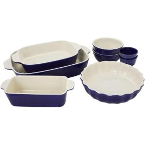 imageHENCKELS Ceramics 8pc Mixed Bakeware WhiteDark Blue