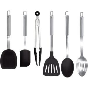 imageHENCKELS Cooking Tools 6PC Kitchen Gadgets Sets with Spatula Tongs Cooking Spoon 1810 STAINLESS STEEL