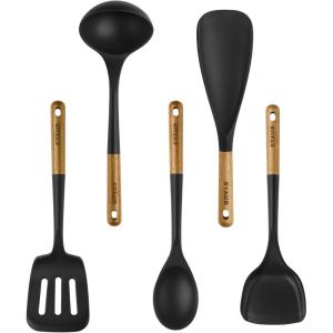 imageStaub Silicone with Wood Handle Cooking Utensil Set Matte Black 3pcBlack