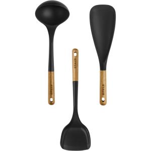 imageStaub Silicone with Wood Handle Cooking Utensil Set Matte Black 3pcMatte Black