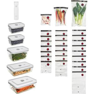 imageZWILLING Fresh ampamp Save Vacuum Sealer Machine Starter Set with Airtight Food Storage Container Glass Sous Vide Bags Meal PrepFine