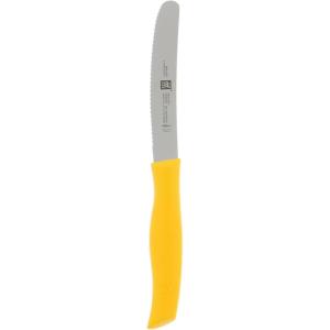 imageZWILLING Twin Grip Serrated Utility Knife 45inch BlueYellow