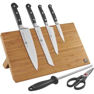 imageZWILLING Professional S 7Piece RazorSharp German Block Knife Set With 175inch Stainless Magnetic Knife Bar Made in German Factory with Special Formula Steel perfected for almost 300 YearsBamboo Magnetic Easel