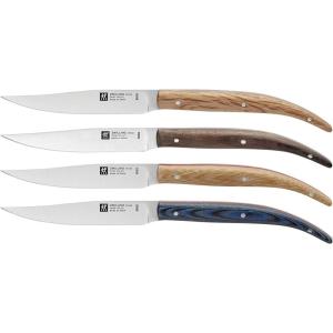 imageZwilling JA Henckels Twin Gourmet 9Piece HighCarbon StainlessSteel Gourmet Steak Knives with BlockSilver  Brown