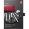 imageBeauty Classic INOX Manicure and Pedicure Nappa Leather Case with Snap Closure Nail Care Kit 8Piece Premium Travel Nail Kit BlackRed