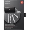 imageBeauty TWINOX Travel Nail Kit Manicure and Pedicure Kit Cowhide Leather 5Piece Nail Care Set Durable StainlessSteel Instruments Premium Leather Black