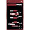 imageBeauty Classic INOX Manicure and Pedicure Nappa Leather Case with Snap Closure Nail Care Kit 8Piece Premium Travel Nail Kit BlackRed