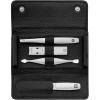 imageBeauty TWINOX Travel Nail Kit Manicure and Pedicure Kit Cowhide Leather 5Piece Nail Care Set Durable StainlessSteel Instruments Premium Leather Black