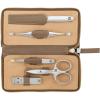imageZWILLING Beauty TWINOX Manicure and Pedicure Cowhide Leather Case with Snap Closure Nail Care Kit 5Piece Premium Travel Nail Kit Taupe6Piece Set
