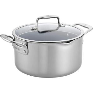 imageZWILLING Vitale 6qt Nonstick Dutch Oven with Lid Aluminum Scratch Resistant Made in Italy GrayStainless Steel